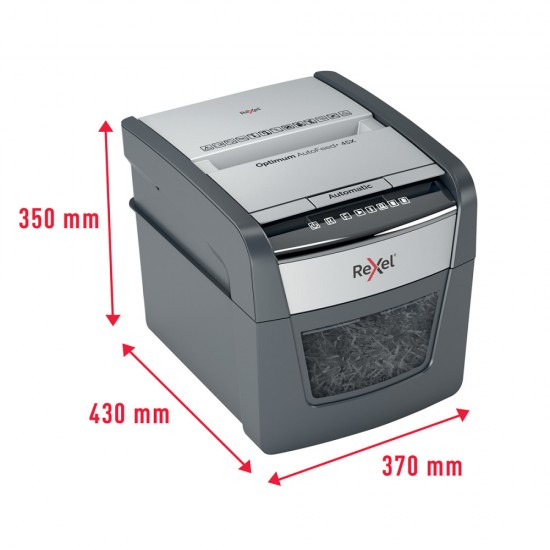 Distrugator Documente Automat, Rexel Optimum 45x, P4, Cross-cut, 45 Coli