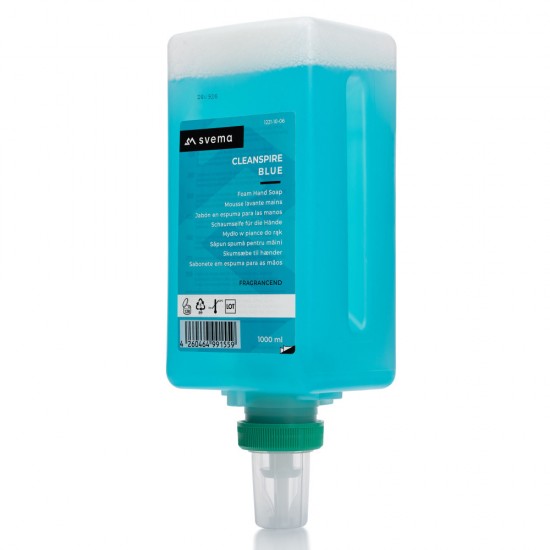 Sapun Spuma De Maini Svema Cleanspire Blue, Cu Parfum, Cu Culoare, 1000 Ml, Rezerva Pentru Dozator Automat Denali-a