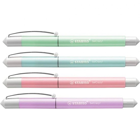 Stilou Stabilo Beyou! Becrazy!, Pastel, M, 0.5 Mm, Turcoaz / Alb, 3 Rezerve, Blister
