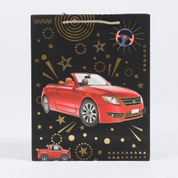 Punga Cadou L 26x32x10 Cm, Design Negru Cu Masini