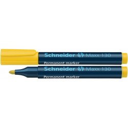 Permanent Marker Schneider Maxx 130, Varf Rotund 1-3mm - Galben