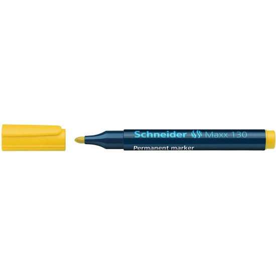 Permanent Marker Schneider Maxx 130, Varf Rotund 1-3mm - Galben