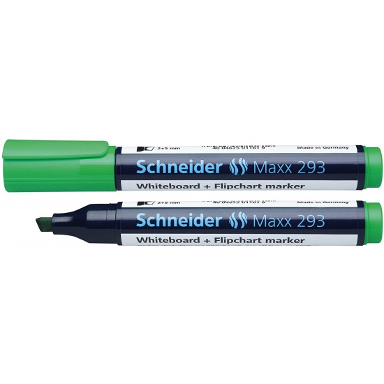 Marker Schneider Maxx 293, Pentru Tabla De Scris+flipchart, Varf Tesit 2-5mm, 4 Cul/set - (n,r,a,v)
