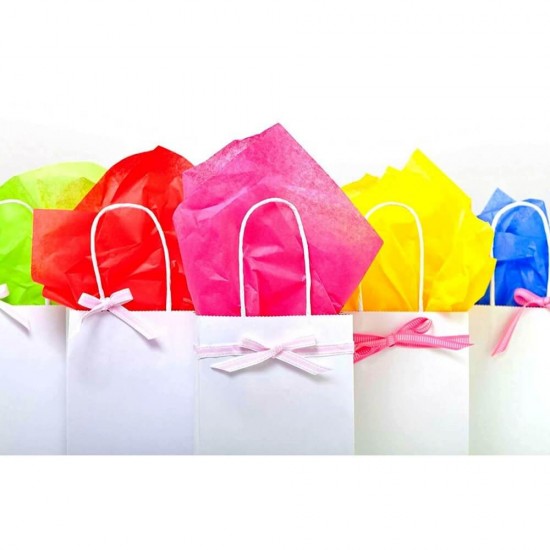 Set 100 de Sacose Hartie pentru Cadouri, BrandPaper, 20x9x25 cm, Albe, Pungi Hartie Kraft Alba pentru Cadouri, Set de Pungi Hartie Kraft pentru Cadouri, Punga de Hartie pentru Aniversari, Ambalaj pentru Cadou BrandPaper