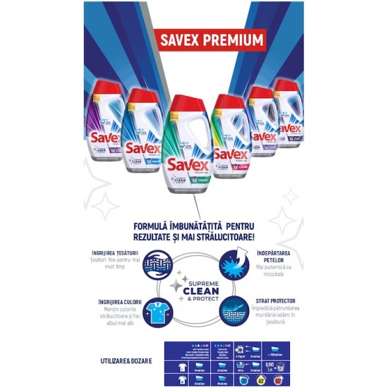 Savex Premium Detergent Lichid Color, 40 Spalari, 1.8 L