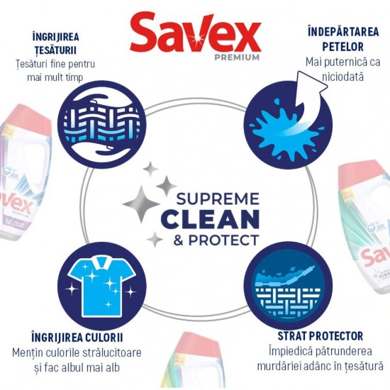 Savex Premium Detergent Lichid Fresh, 40 Spalari, 1.8 L