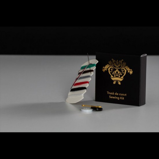 Set de Cusut Lux format din 6 Culori AÈ›Äƒ, Ac, Nasturi, Ac de SiguranÈ›Äƒ, Ambalat in Cutie de Carton