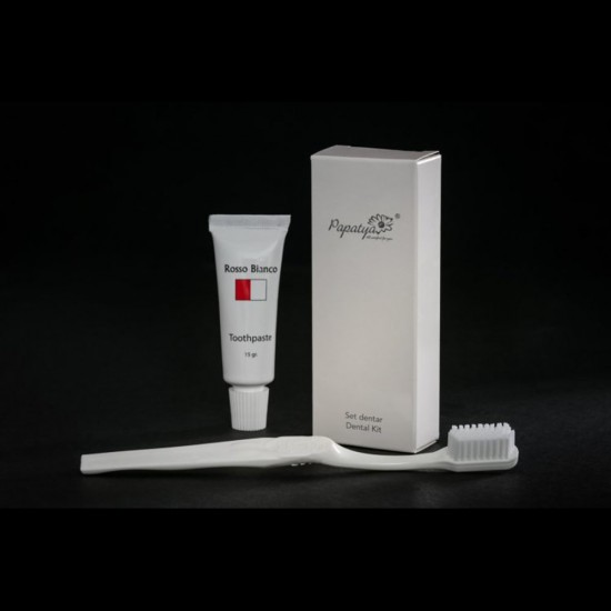 Set Dentar Papatya format din Periuta de Dinti si Pasta de Dinti, Ambalat in Cutie de Carton