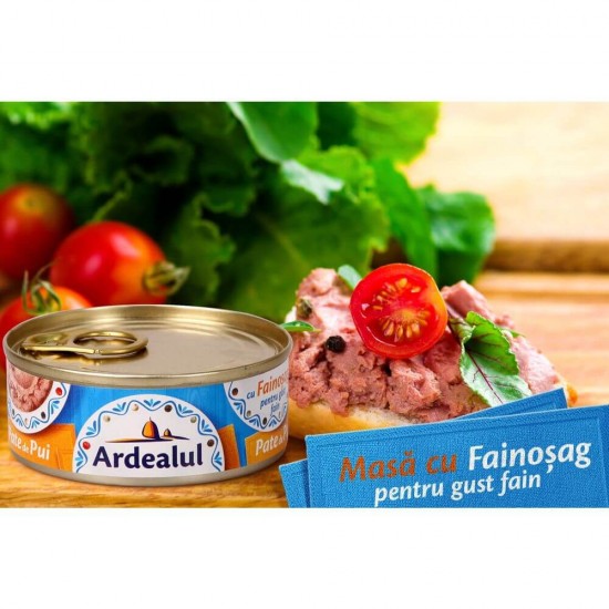 Pate de Pui Ardealul, 100 g, Pate Pui Ardealul, Pate din Ficat de Pui, Pate Ficat de Pui, Pate Ficat si Carne de Pui, Pate din Ficat si Carne de Pui, Pate Ardealul cu Fainosag, Pate cu Fainosag, Pate Ardealul, Pate 100 g, Conserva Pate Ardealul