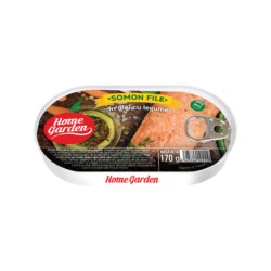 Somon File in Ulei cu Legume, Home Garden, 170 g, Peste in Conserva, Somon File de la Home Garden in Conserva, Home Garden Somon, Conserva de Peste 170 g, Conserva Home Garden Somon in Ulei cu Legume File