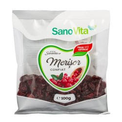 Merisoare Confiate Sano Vita, 100g, Sano Vita Merisoare, Merisoare Confiate, Merisoare Deshidratate, Merisoare Deshidratate 100 g, Fructe Confiate, Pomusoare Confiate