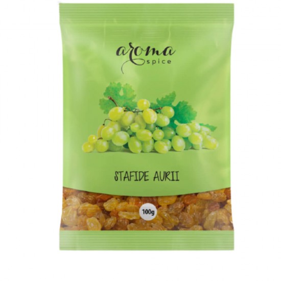 Stafide Aurii Aroma Spice, 12 Pachete x 100g, Stafide, Stafide Aurii, Stafide Uscate, Stafide Dezhidratate, Stafide Ambalate, Stafide Deserturi, Stafide pentru Prajituri