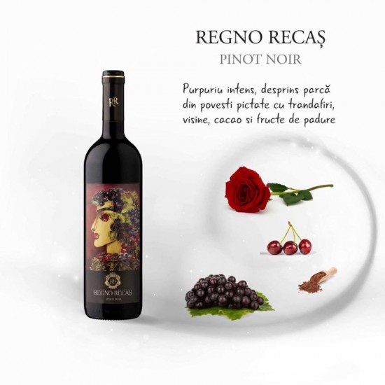 Vin Rosu Sec, Regno Recas, Pinot Noir, 0.75 L, Vin Rosu Sec, Regno Recas Pinot Noir, Bauturi Alcoolice, Vin Rosu Regno Recas, Vin Rosu Alcool 13.5%