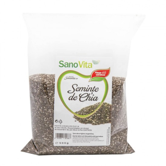 Seminte de Chia Sano Vita, 500g, Seminte Chia, Sano Vita Seminte Chia, Chia Sano Vita, Chia Neagra Sano Vita, Seminte de Chia Desert, Seminte de Chia Negre, Chia Desert