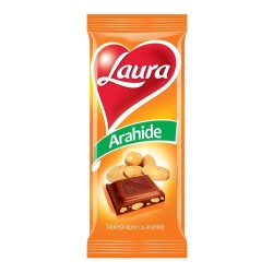 Ciocolata cu Arahide Laura, 80 g, Ciocolata cu Lapte cu Arahide, Ciocolata cu Lapte cu Bucati de Arahide, Ciocolata cu Alune Laura, Ciocolata Laura, Ciocolata cu Arahide Laura, Ciocolate Laura, Ciocolate cu Arahide Laura