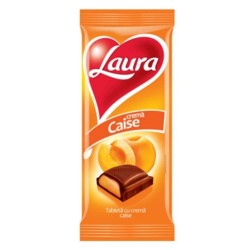 Ciocolata cu Crema de Caise Laura, 80 g, Ciocolata Laura, Ciocolata cu Lapte Laura, Ciocolate Laura, Ciocolate cu Lapte Laura, Ciocolate cu Crema de Caise Laura, Tableta Laura, Tableta cu Lapte si Crema de Caise, Tableta de Ciocolata Laura