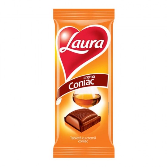Ciocolata cu Crema de Coniac Laura, 80 g, Ciocolata Laura, Ciocolata cu Lapte Laura, Ciocolate Laura, Ciocolate cu Lapte Laura, Ciocolate cu Crema de Coniac Laura, Tableta Laura, Tableta cu Lapte si Crema de Coniac, Tableta de Ciocolata Laura