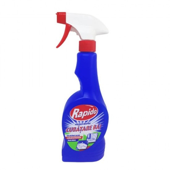 Pulverizator RAPIDO Curatare Bai, 750 ml, Fara Picaturi Uscate si Luciu Intens, Detergent pentru Baie, Detergent pentru Curatarea Suprafetelor din Baie, Solutie Spray pentru Calcar, Solutie de Curatare Baie, Produse de Curatenie, Solutie Baie