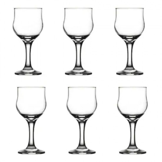 Set 6 Pahare Vin Rosu Pasabahce Tulipe, 240 ml, Set Pahare Vin 240 ml, Pahare pentru Vinuri 240 ml, Set Pahare Vin din Sticla cu Picior, Pahare cu Picior pentru Bauturi si Vinuri, Accesorii pentru Bar, Set Pahare cu Picior din Sticla pentru Vin Rosu