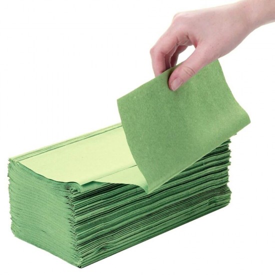 20 Pachete Prosoape Hartie Pliate, 250 Foi/Pachet, 25x21 cm, 1 Strat, Verde, Servetele Verzi Reciclate, Prosoape Unica Folosinta, Prosoape Hartie si Servetele, Prosoape de Hartie Absorbante, Prosoape Hartie pentru Dispensere, Prosoape din Hartie