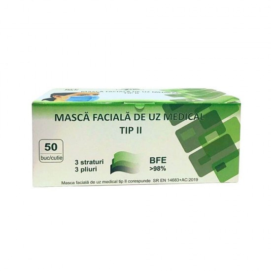 Set 50 Masti Protectie Faciala GLOBAL TREAT, 3 Straturi, 3 Pliuri, Masca Faciala Unica Folosinta, Masca Protectie Faciala Unica Folosinta, Masca Protectie Respiratorie, Set Masti Protectie, Set Masti cu 3 Straturi, Masti cu 3 Pliuri