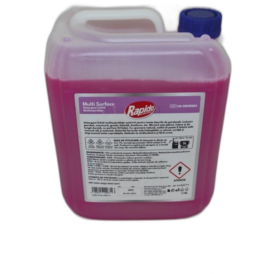 Detergent Pardoseli Rapido Suprafete Multiple cu Parfum de Orhidee, Cantitate 5 L