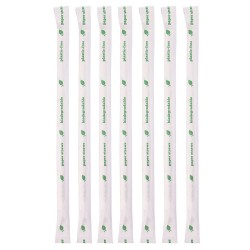 Set 400 Paie Biodegradabile Flexibile, Ambalate Individual, Plastic, 240x6 mm, Verzi