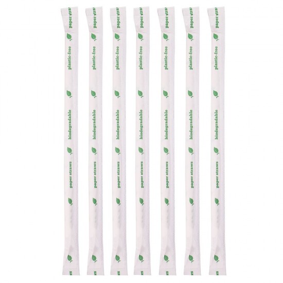 Set 400 Paie Biodegradabile Flexibile, Ambalate Individual, Plastic, 240x6 mm, Verzi