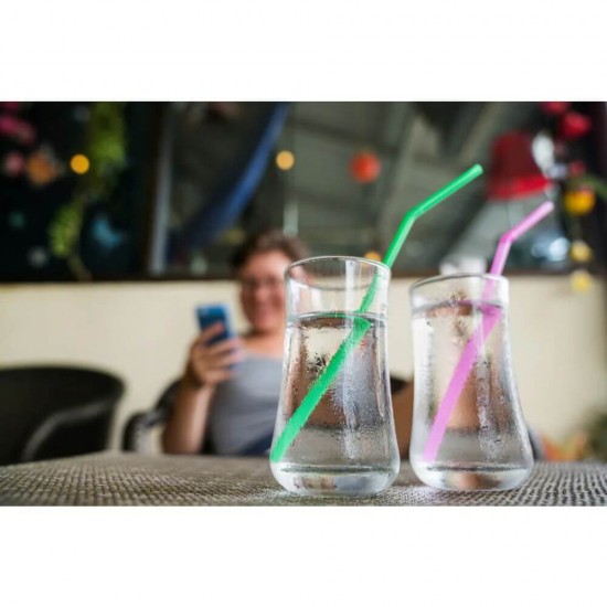 Set 400 Paie Biodegradabile Flexibile, Ambalate Individual, Plastic, 240x6 mm, Verzi