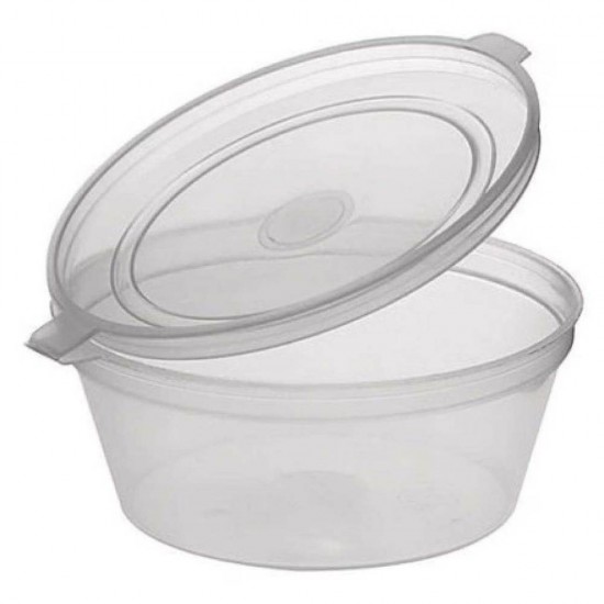 Sosiera cu Capac Atasat din PP, Cantitate 120 ml, 50 Buc/Set, Culoare Transparenta