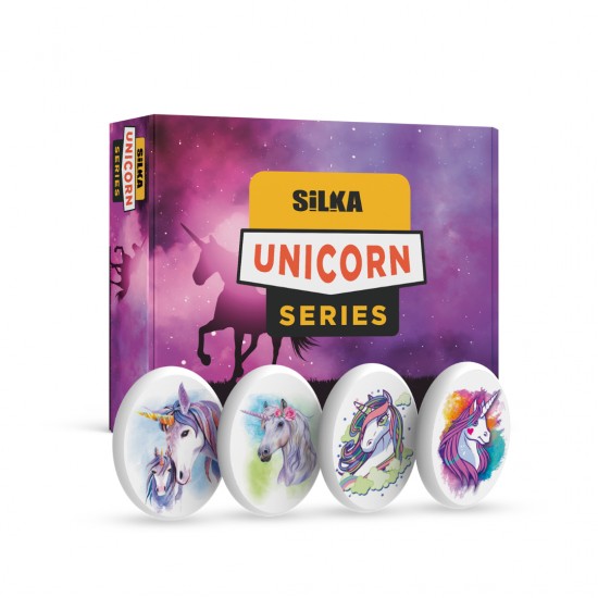 Radiera Pentru Creion, 44x58x10mm, Pvc-free, Nu Lasa Reziduuri, Silka Unicorn - Forma Ovala - Alba