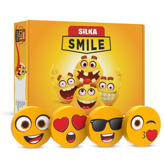 Radiera Pentru Creion Silka Funny Face, Pvc-free, Dimensiune 37x37x10mm, Forma Rotunda, Culoare Galbenanu