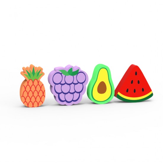 Cutie Cu Radiere Pt Creion, Nu Lasa Reziduuri, 36buc/cutie, Silka Fruit - Design Fructe