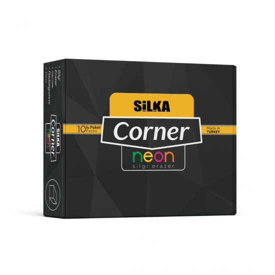 Radiera Pt Creion, 38x10x16mm, Pvc-free, Nu Lasa Reziduuri, 10buc/set, Silka Corner Neon - Asortate
