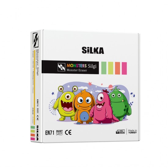 Cutie Cu Radiere Pt Creion, Nu Lasa Reziduuri, 20buc/cutie, Silka Moster - Design Monstri