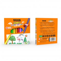Creioane Colorate, 12 Culori/cutie, Silka Shiny Jumbo