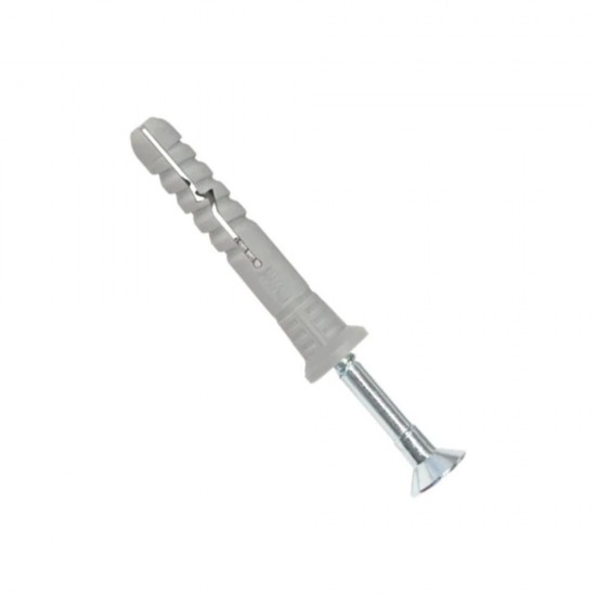 Set 100 Dibluri prin Bataie, 8x60 mm cu Surub, Dibluri, Dibluri 8 mm, Dibluri prin Bataie cu Surub, Dibluri Bataie cu Surub, Dibluri Universale, Sisteme de Fixare, Elemente de Fixare, Accesorii Montaj, Diblu cu Surub prin Bataie
