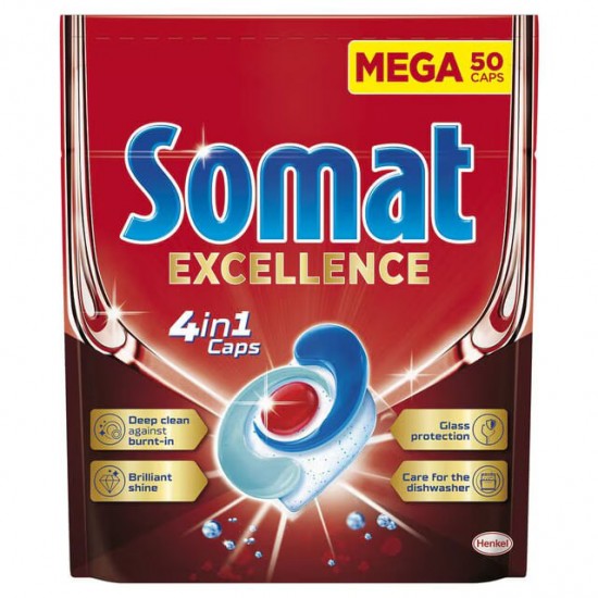 Capsule Pentru Masina De Spalat Vase, Somat Excellence 4 In 1, 50 Spalari