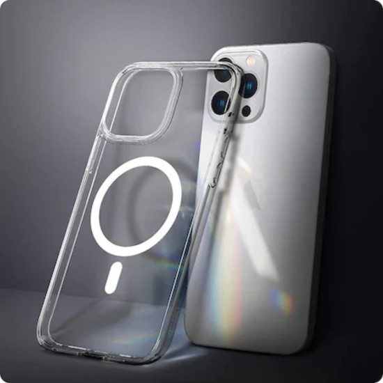 Husa de Protectie Compatibila cu iPhone 12, Apple, Clear Case, Inel Magnetic, Rezistenta la Socuri, Compatibila cu Incarcatorul Wireless, TPU Moale, Acrylic, Transparenta