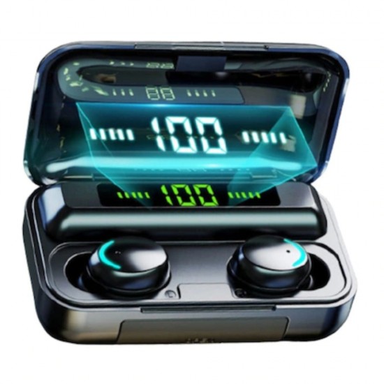 Casti Bluetooth, Audio TWS 5.0 Wireless F9-5, pentru IOS si Android, Culoare Neagra