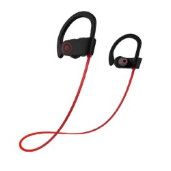 Casti Sport Wireless, Sunet Stereo Binatural, Microfon Incorporat, Functie de Redare Muzica, Rezistente la Apa si la Transpiratie IPX5, Negre cu Rosu