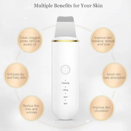 Aparat Peeling cu Ultrasunete pentru Exfoliere si Curatare Faciala, Culoare Alb