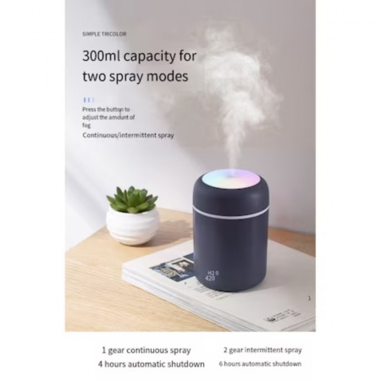 Umidificator Premium Difuser, 2 Moduri de Functionare a Luminilor si a Evaporarii Apei, Aromaterapie, Gri