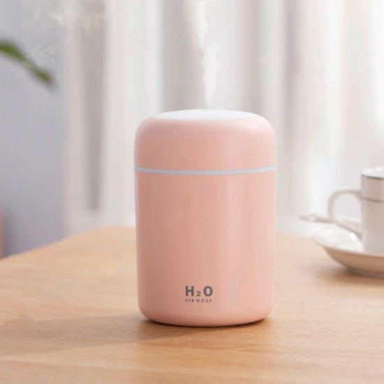 Umidificator Premium Difuser, 2 Moduri de Functionare a Luminilor si a Evaporarii Apei, Aromaterapie, Roz