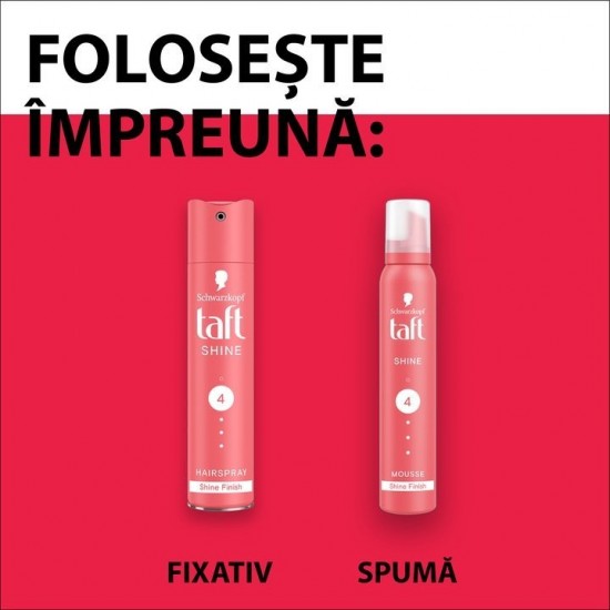 Spuma Modelatoare Taft Shine, Nivel Fixare 4, Formula Vegana, 200 Ml