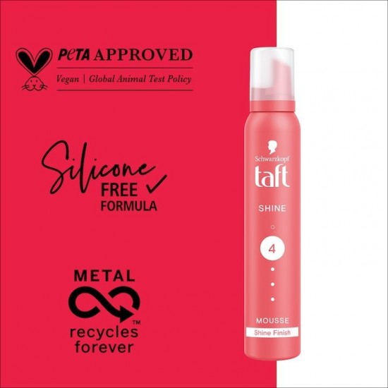 Spuma Modelatoare Taft Shine, Nivel Fixare 4, Formula Vegana, 200 Ml