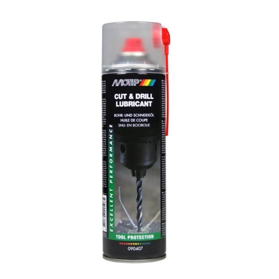Spray Lubrifiant Metale Motip Cut &amp; Drill, 500 ml, Lubrifiant pentru Perforarea Metalelor, Lubrifiant pentru Unelte si Aparate, Spray Lubrifiant pentru Unelte, Solutie Lubrifianta pentru Unelte