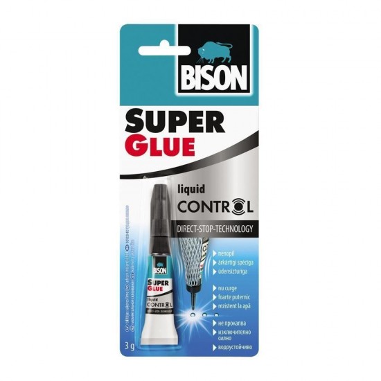 Super Glue BISON Liquid Control, 3 g, Adeziv Lichid, Lipici Universal, Lipici Super Glue, Lipici Puternic, Lipici Plastic, Adeziv Metal, Lipici Multisuprafete