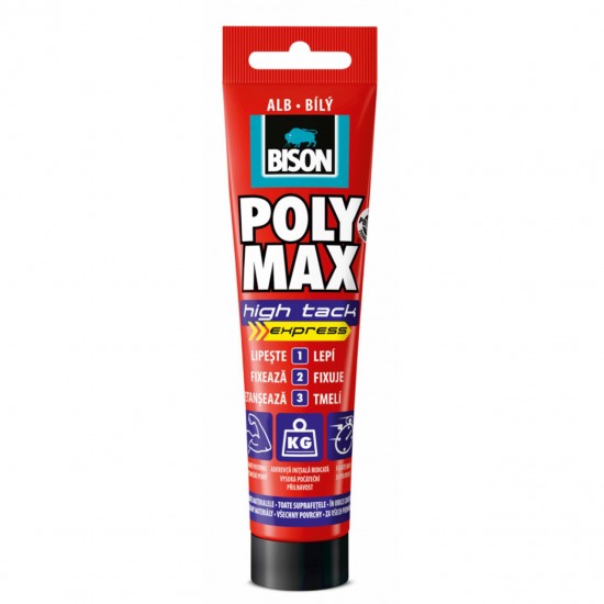 Adeziv si Etanseizant BISON Poly Max High Tack, 165 g, Culoare Alb, Adeziv Universal, Adeziv Multisuprafete, Adeziv Puternic. Adeziv Bison, Adeziv Constructii