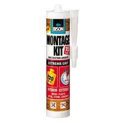 Adeziv pentru Constructii BISON Montage Kit Express Grip, 370 g, Alb, Adeziv Universal, Adeziv Multisuprafete, Adeziv Aplicare Pistol, Adeziv pentru Pistol, Adeziv Cartus